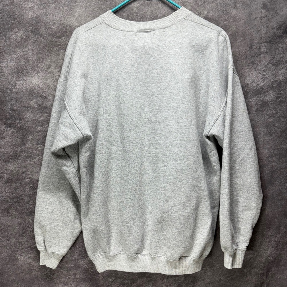 VTg Y2K Salem College Crewneck Sweatshirt Size L Gray Embroidered Pullover - Picture 7 of 14